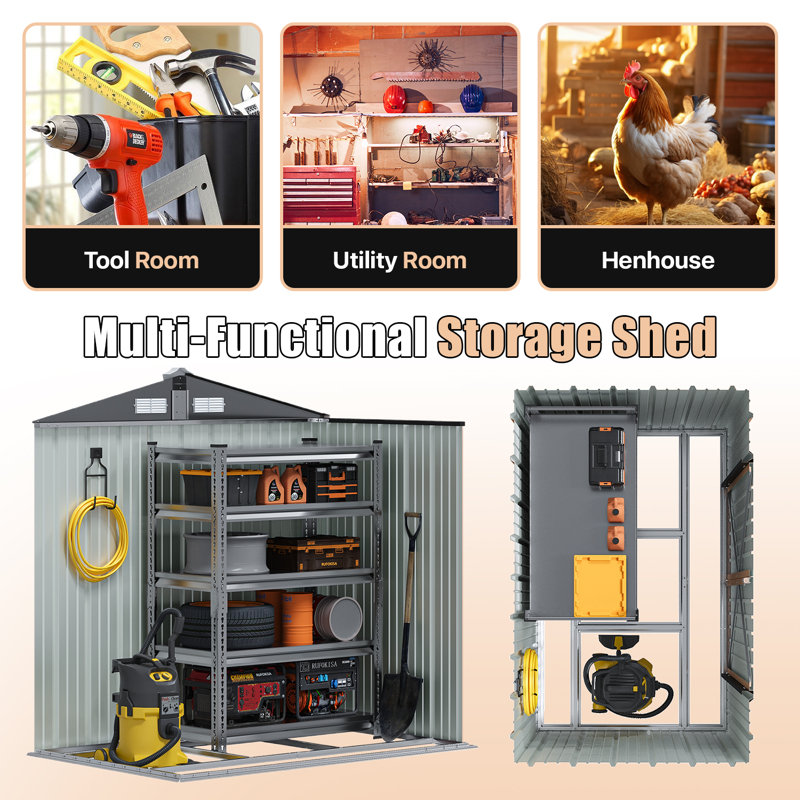 JolyDale 6 Ft. W X 4 Ft. D Outdoor Metal Storage Shed & Reviews